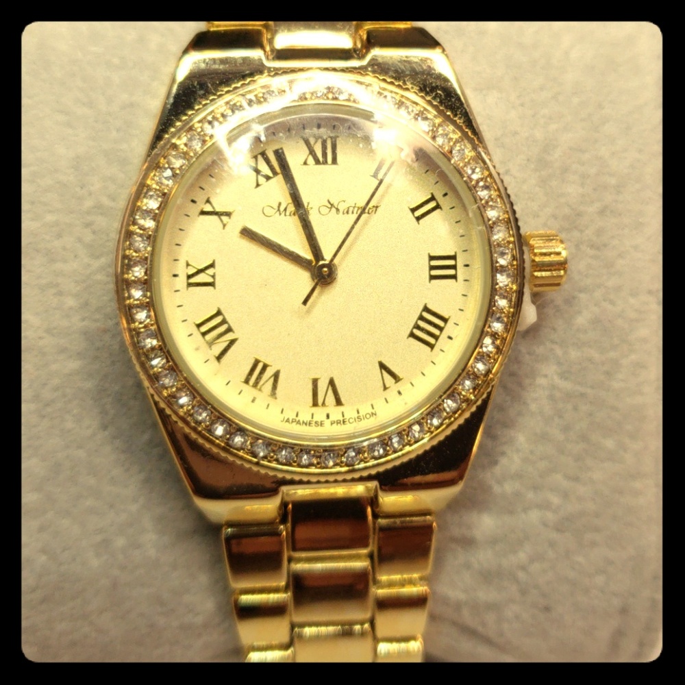Mark Haimer Dressy  Fashion  CZ Gold Watch